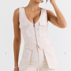 House of CB - Cream Vegan Leather Top Size Medium